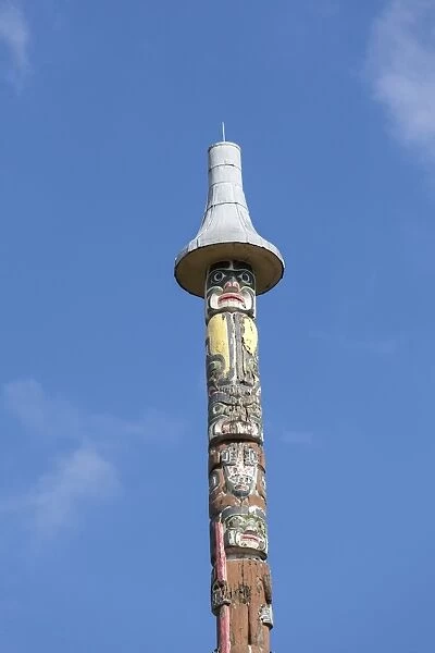 The Totem Pole, a gift from the people of Canada to Queen Elizabeth in 1958, Virginia Water, Surrey, England, United Kingdom, Europe