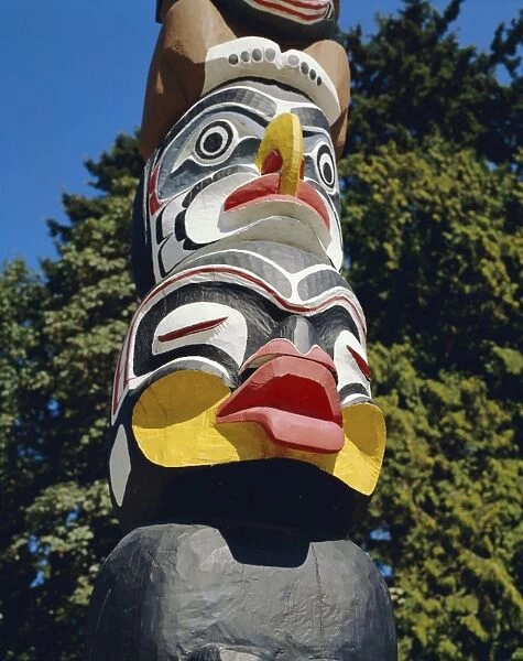 Totem pole in Stanley Park, Vancouver, British Columbia, Canada