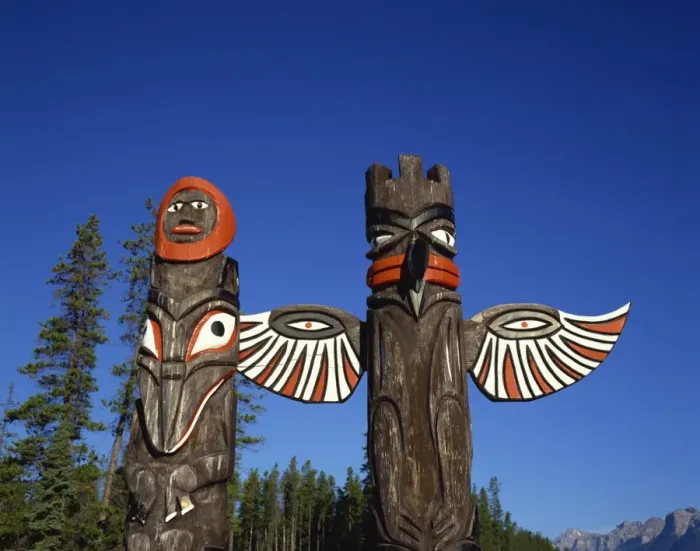 Framed Print : Totem poles, Jasper National Park, near Jasper, Alberta, Canada, North America Framed Print : Totem poles, Jasper National Park, near Jasper, Alberta, Canada, North America