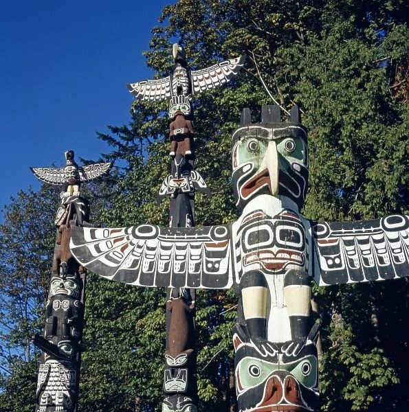 Totems, Stanley Park, Vancouver, British Columbia, Canada, North America
