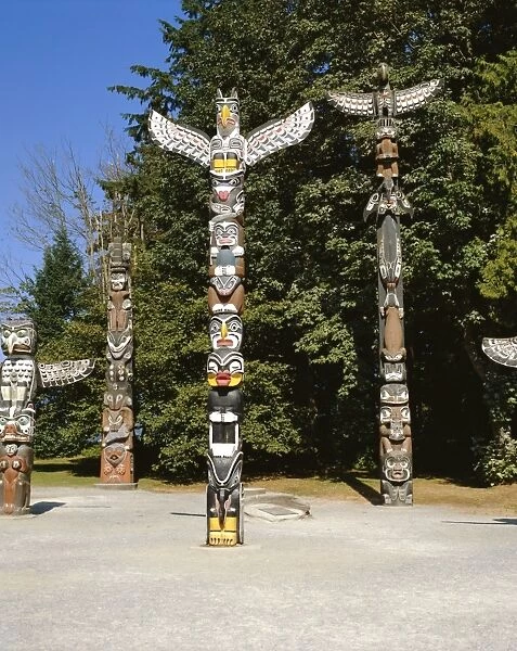 Totems in Stanley Park, Vancouver, British Columbia, Canada