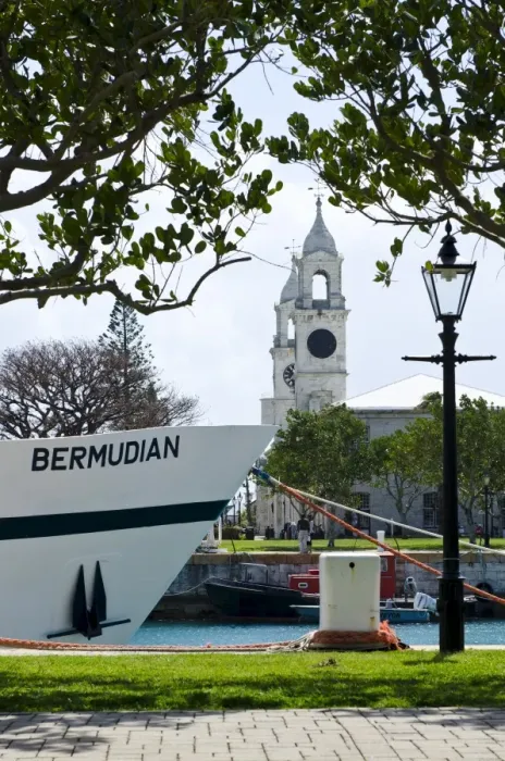 Framed Print : Tour boat and Clocktower at the Royal Naval Dockyard, Bermuda, Central America Framed Print : Tour boat and Clocktower at the Royal Naval Dockyard, Bermuda, Central America