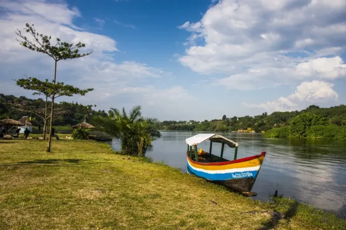 Framed Print : Tourist boat anchoring on a little island at the source of the Nile, where the Nile starts, Jinja, Uganda, East Africa, Africa Framed Print : Tourist boat anchoring on a little island at the source of the Nile, where the Nile starts, Jinja, Uganda, East Africa, Africa