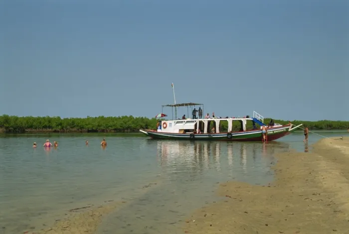 Framed Print : Tourist boat on backwaters near Banjul, Gambia, West Africa, Africa Framed Print : Tourist boat on backwaters near Banjul, Gambia, West Africa, Africa