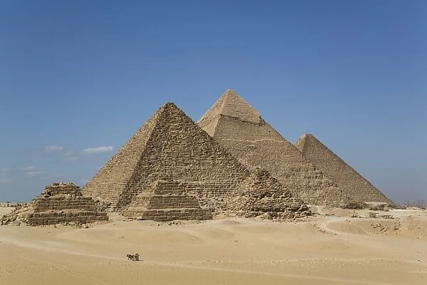 Tourist horsecart in foreground, The Giza Pyramids, UNESCO World Heritage Site, Giza