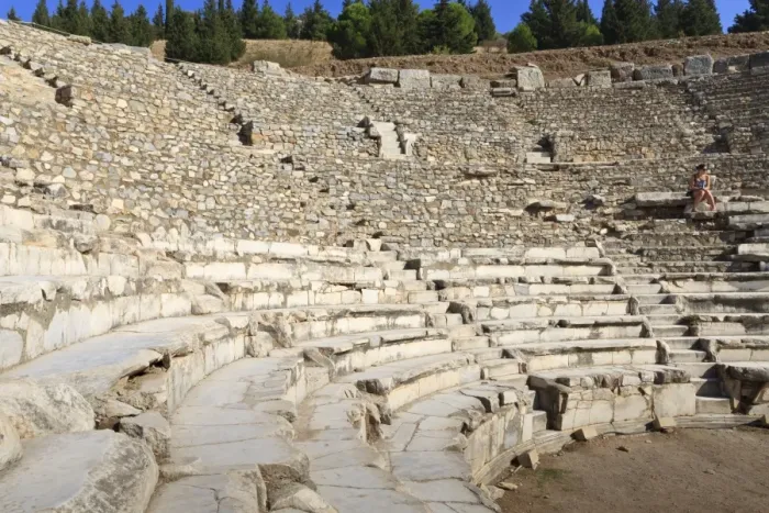 Framed Print : Tourist sits in the Odeon, Bouleuterion (small theatre), ancient Ephesus, near Kusadasi, Anatolia, Turkey, Asia Minor, Eurasia Framed Print : Tourist sits in the Odeon, Bouleuterion (small theatre), ancient Ephesus, near Kusadasi, Anatolia, Turkey, Asia Minor, Eurasia