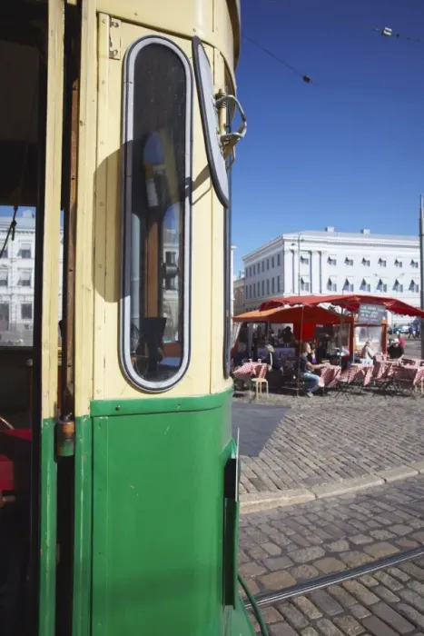 Framed Print : Tourist tram in Market Square, Helsinki, Finland, Scandinavia, Europe Framed Print : Tourist tram in Market Square, Helsinki, Finland, Scandinavia, Europe