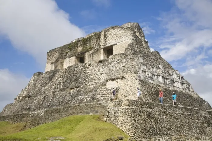 Framed Print : Tourists on the 130ft high El Castillo, Xunantunich Ruins, San Ignacio Framed Print : Tourists on the 130ft high El Castillo, Xunantunich Ruins, San Ignacio