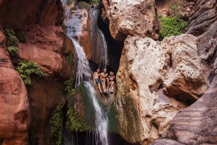 Framed Print : Tourists bathing in a waterfall, seen while rafting down the Colorado River, Grand Canyon, Arizona, United States of America, North America Framed Print : Tourists bathing in a waterfall, seen while rafting down the Colorado River, Grand Canyon, Arizona, United States of America, North America