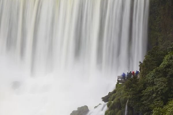 Tourists at Bossetti Falls, Iguazu Falls, Iguazu National Park, UNESCO World Heritage Site, Misiones, Argentina, South America