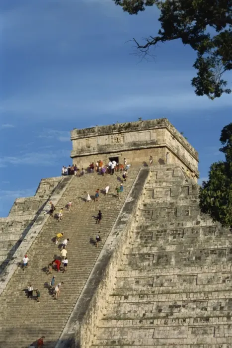 Framed Print : Tourists climbing El Castillo Framed Print : Tourists climbing El Castillo