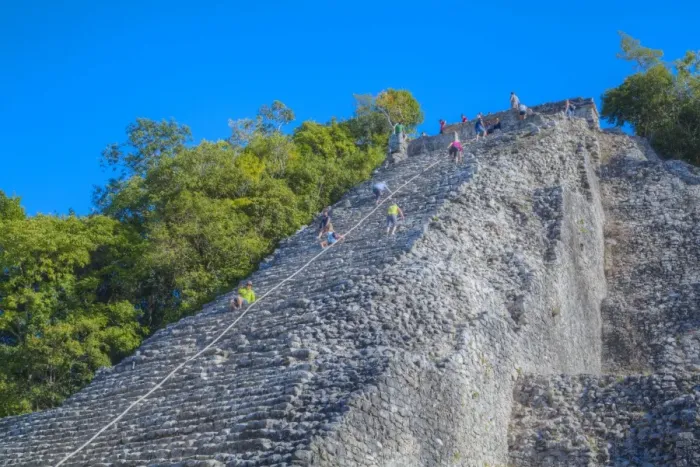 Framed Print : Tourists climbing the temple, Nohoch Mul Temple, Coba, Quintana Roo, Mexico, North Framed Print : Tourists climbing the temple, Nohoch Mul Temple, Coba, Quintana Roo, Mexico, North