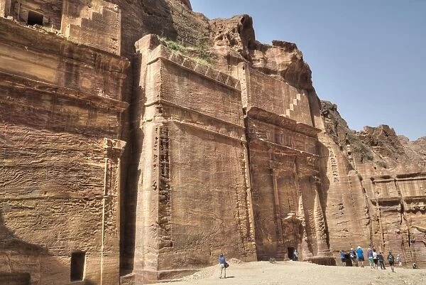 Tourists in front of Facade, The Street of Facades, Petra, UNESCO World Heritage Site
