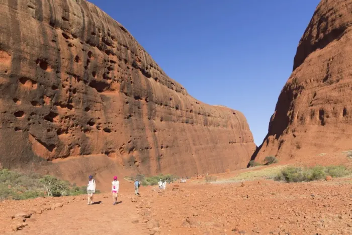 Framed Print : Tourists hiking at Walpa Gorge, Kata Tjuta (The Olgas), UNESCO World Heritage Site Framed Print : Tourists hiking at Walpa Gorge, Kata Tjuta (The Olgas), UNESCO World Heritage Site