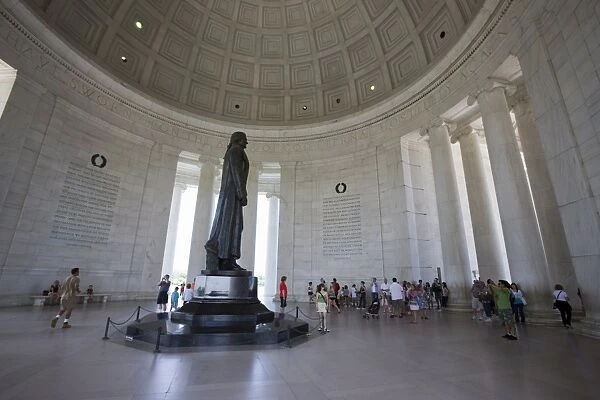 Tourists inside the Jefferson Memorial, Washington D. C. United States of America