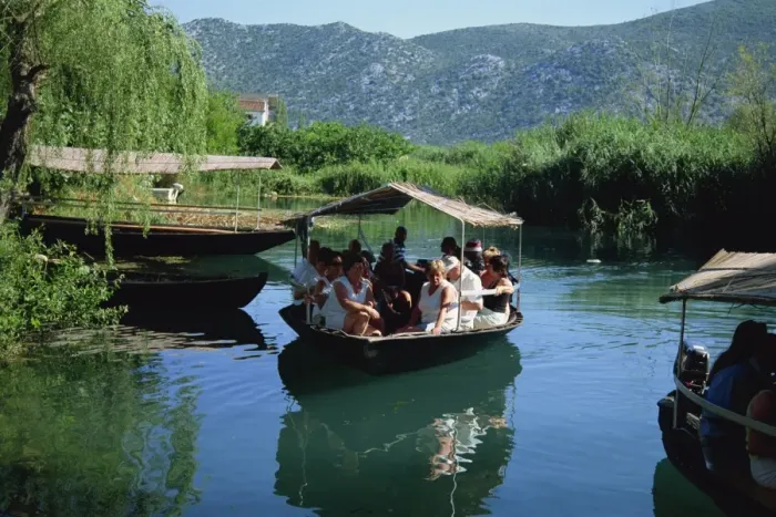 Framed Print : Tourists in local boats, Neretva Delta Valley, Croatia, Europe Framed Print : Tourists in local boats, Neretva Delta Valley, Croatia, Europe