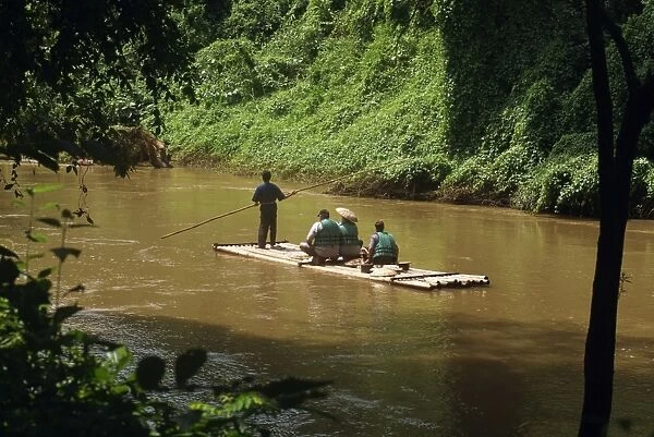 Tourists rafting on the Ping river at the Chiang Dao