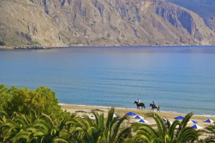 Framed Print : Two tourists riding horses on the beach, Giorgioupolis, Crete, Greek Islands, Greece, Europe Framed Print : Two tourists riding horses on the beach, Giorgioupolis, Crete, Greek Islands, Greece, Europe