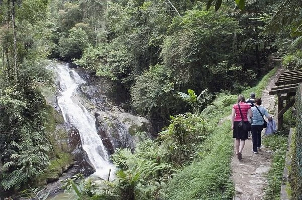 Tourists at Robinson Falls, Cameron Highlands, Perak state, Malaysia, Southeast Asia