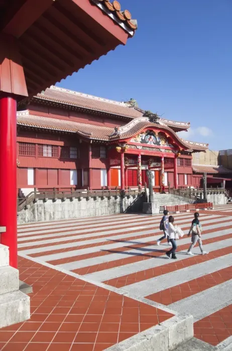 Framed Print : Tourists at Shuri Castle, UNESCO World Heritage Site, Naha, Okinawa, Japan, Asia