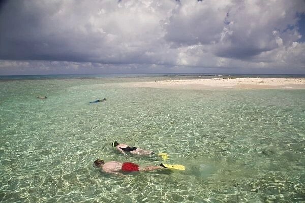 Tourists snorkelling, Bird Island, Belize, Central America
