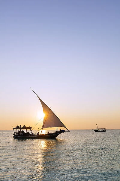 Tourists on a sunset cruise on the Indian Ocean, Nungwi, Island of Zanzibar, Tanzania