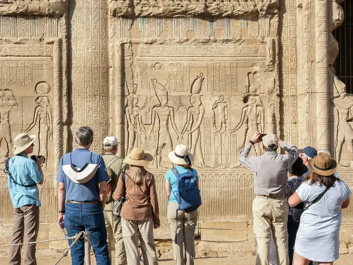 Framed Print : Tourists at the Temple of Hathor, which began construction in 54 BCE, part of the Dendera Temple complex, Dendera, Egypt, North Africa, Africa Framed Print : Tourists at the Temple of Hathor, which began construction in 54 BCE, part of the Dendera Temple complex, Dendera, Egypt, North Africa, Africa