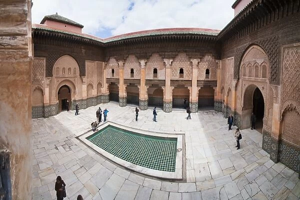 Tourists visiting Medersa Ben Youssef, the old Islamic Koranic school, Old Medina, Marrakech, Morocco, North Africa, Africa