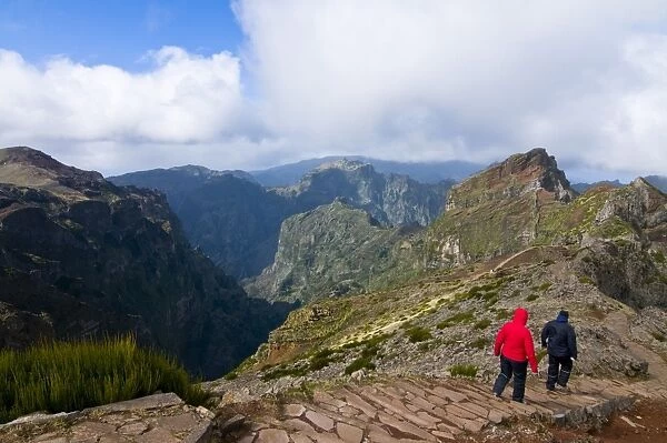 Tourists wandering around Pico de Ariero, Madeira, Portugal, Europe