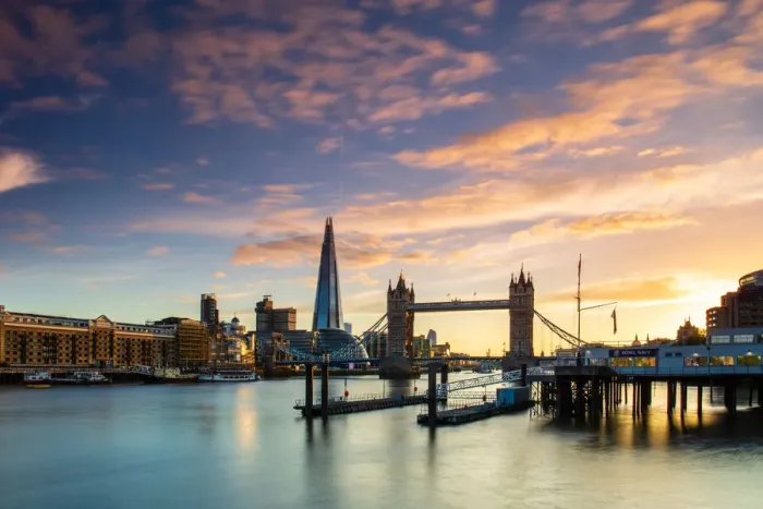 Framed Print : Tower Bridge, Butlers Wharf and The Shard at sunset taken from Wapping, London Framed Print : Tower Bridge, Butlers Wharf and The Shard at sunset taken from Wapping, London