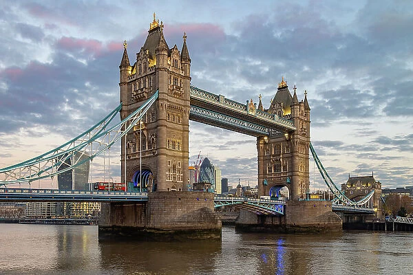 Tower Bridge at dawn, London, England, United Kingdom, Europe