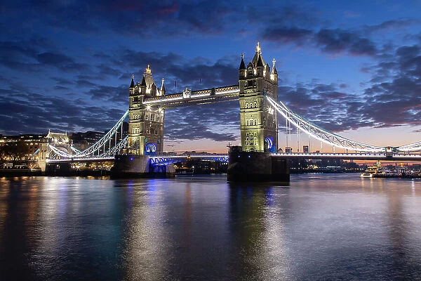 Tower Bridge and River Thames at daybreak, London, England, United Kingdom, Europe