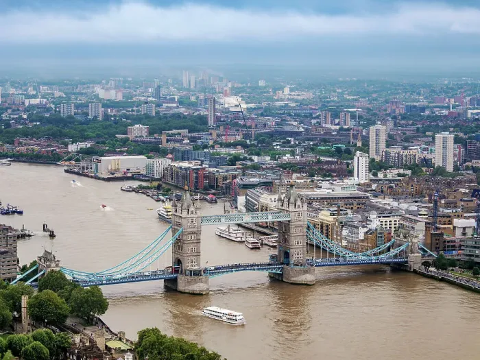 Framed Print : Tower Bridge and River Thames, elevated view, London, England, United Kingdom, Europe Framed Print : Tower Bridge and River Thames, elevated view, London, England, United Kingdom, Europe