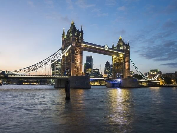 Tower Bridge and River Thames at twilight, London, England, United Kingdom, Europe
