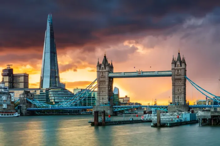 Framed Print : Tower Bridge and The Shard at sunset, London, England, United Kingdom, Europe