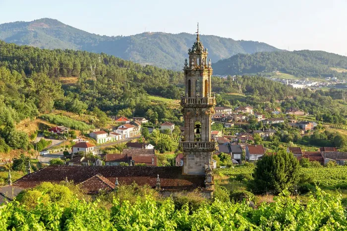 Framed Print : Tower of church of Igrexa de Santo Andre and surrounding countryside, Campo Redondo, Ribadavia, Ourense province, Galicia, Spain, Europe Framed Print : Tower of church of Igrexa de Santo Andre and surrounding countryside, Campo Redondo, Ribadavia, Ourense province, Galicia, Spain, Europe