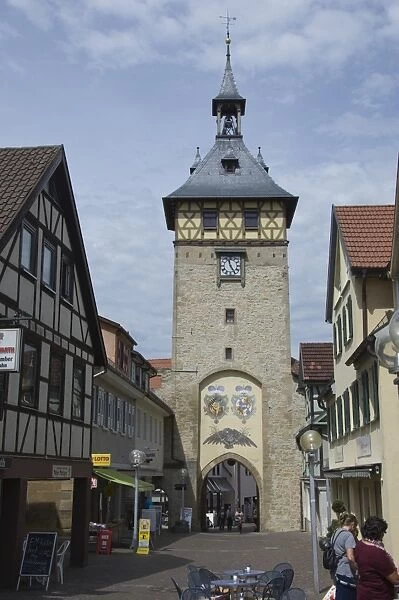 The Tower Gareway into the Altstadt, Marbach am Neckar, Baden Wurttemberg, Germany, Europe