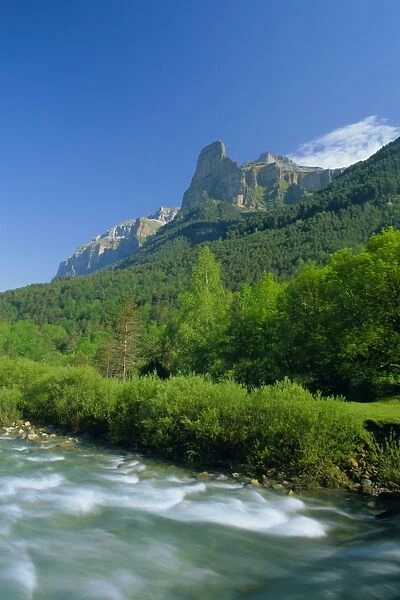 Towering cliffs above the River Arazas