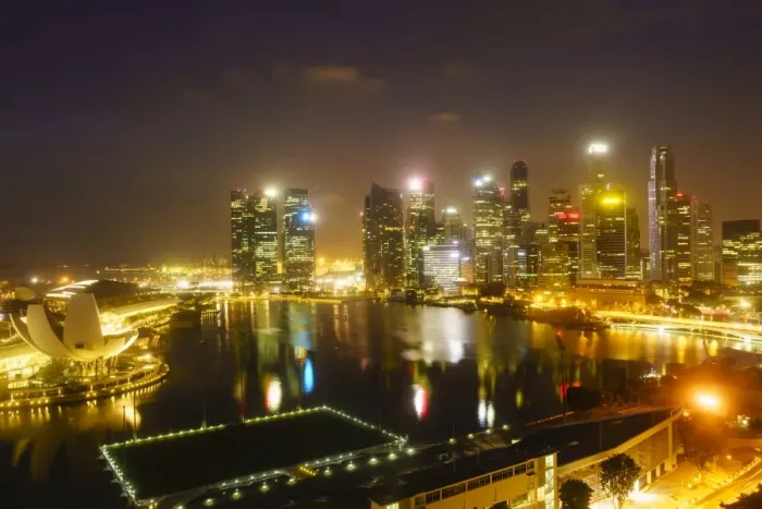 Framed Print : The towers of the Central Business District and Marina Bay by night, Singapore, Southeast Asia Framed Print : The towers of the Central Business District and Marina Bay by night, Singapore, Southeast Asia