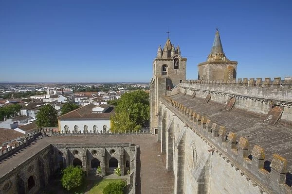 Towers, view from the roof, Evora Cathedral, Evora, UNESCO World Heritage Site, Portugal