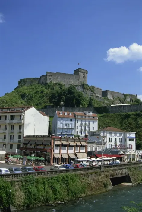 Framed Print : Town and castle, Lourdes, Midi Pyrenees, France, Europe Framed Print : Town and castle, Lourdes, Midi Pyrenees, France, Europe