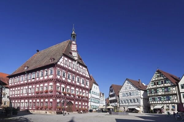 Town Hall at Market Square, Markgroningen, Ludwigsburg District, Baden Wurttemberg, Germany, Europe