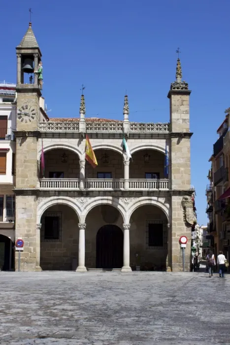 Framed Print : Town Hall, Plaza Mayor, Plasencias, Extremadura, Spain, Europe Framed Print : Town Hall, Plaza Mayor, Plasencias, Extremadura, Spain, Europe