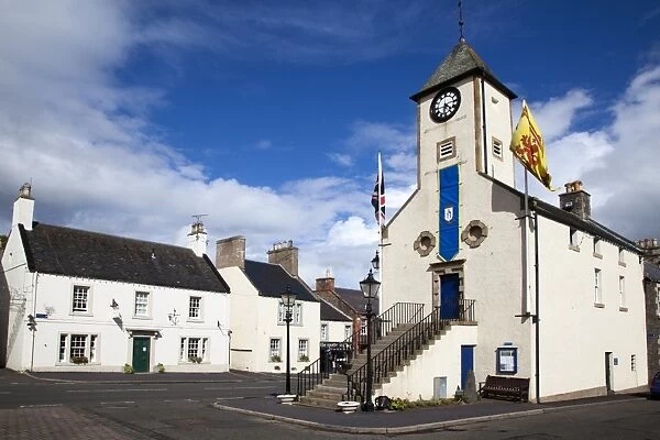 The Town Hall, former Tollbooth, in the Market Place at Lauder, Scottish Borders, Scotland, United Kingdom, Europe