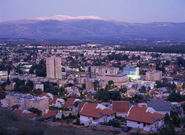Framed Print : The town of Kiriat Shmona at dusk in the Upper Galilee area, with snow covered Mount Hermon in background, Israel Framed Print : The town of Kiriat Shmona at dusk in the Upper Galilee area, with snow covered Mount Hermon in background, Israel