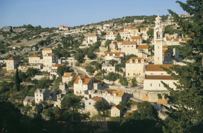 Framed Print : Town of Lozisca above steep ravine, Lozisca, Brac Island, Dalmatia, Croatia, Europe Framed Print : Town of Lozisca above steep ravine, Lozisca, Brac Island, Dalmatia, Croatia, Europe