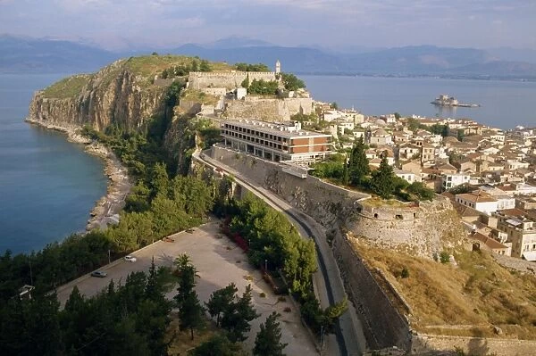 Town and medieval fortifications on the peninsula at Nafplion