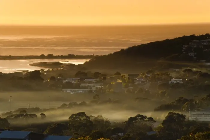 Framed Print : Town of Merimbula at dawn, New South Wales, Australia, Pacific Framed Print : Town of Merimbula at dawn, New South Wales, Australia, Pacific