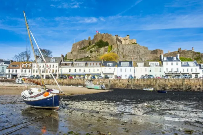 Framed Print : The town of Mont Orgueil and its castle, Jersey, Channel Islands, United Kingdom, Europe Framed Print : The town of Mont Orgueil and its castle, Jersey, Channel Islands, United Kingdom, Europe