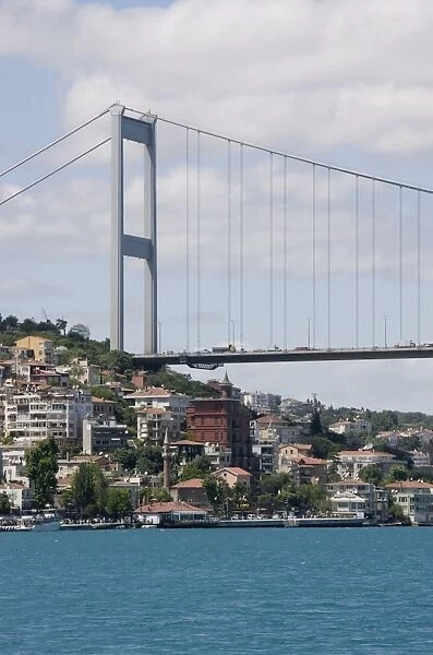 The town of Rumeli Hisari and the Fatih Mehmet Bridge on the Bosphorus